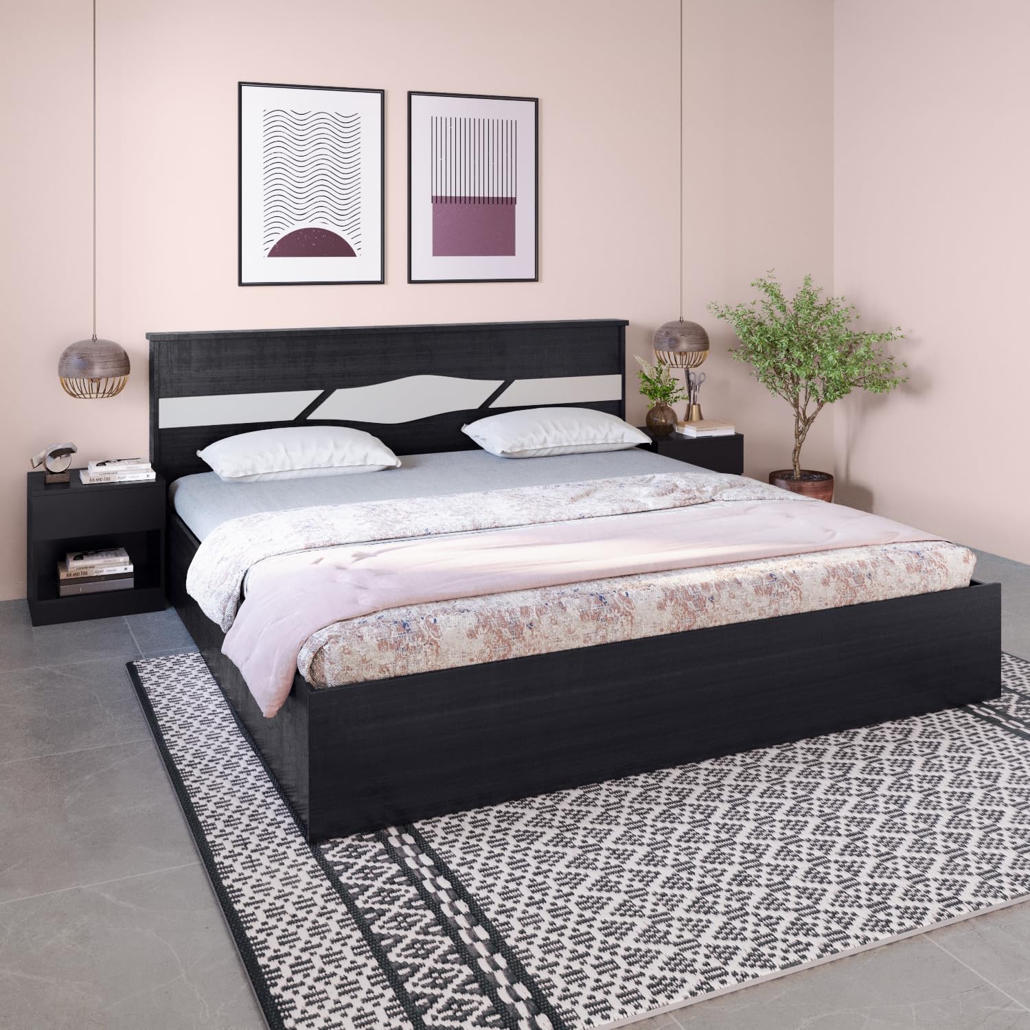 Godrej Interio Queen Size Hydraulic Storage Bed – Engineered Wood
